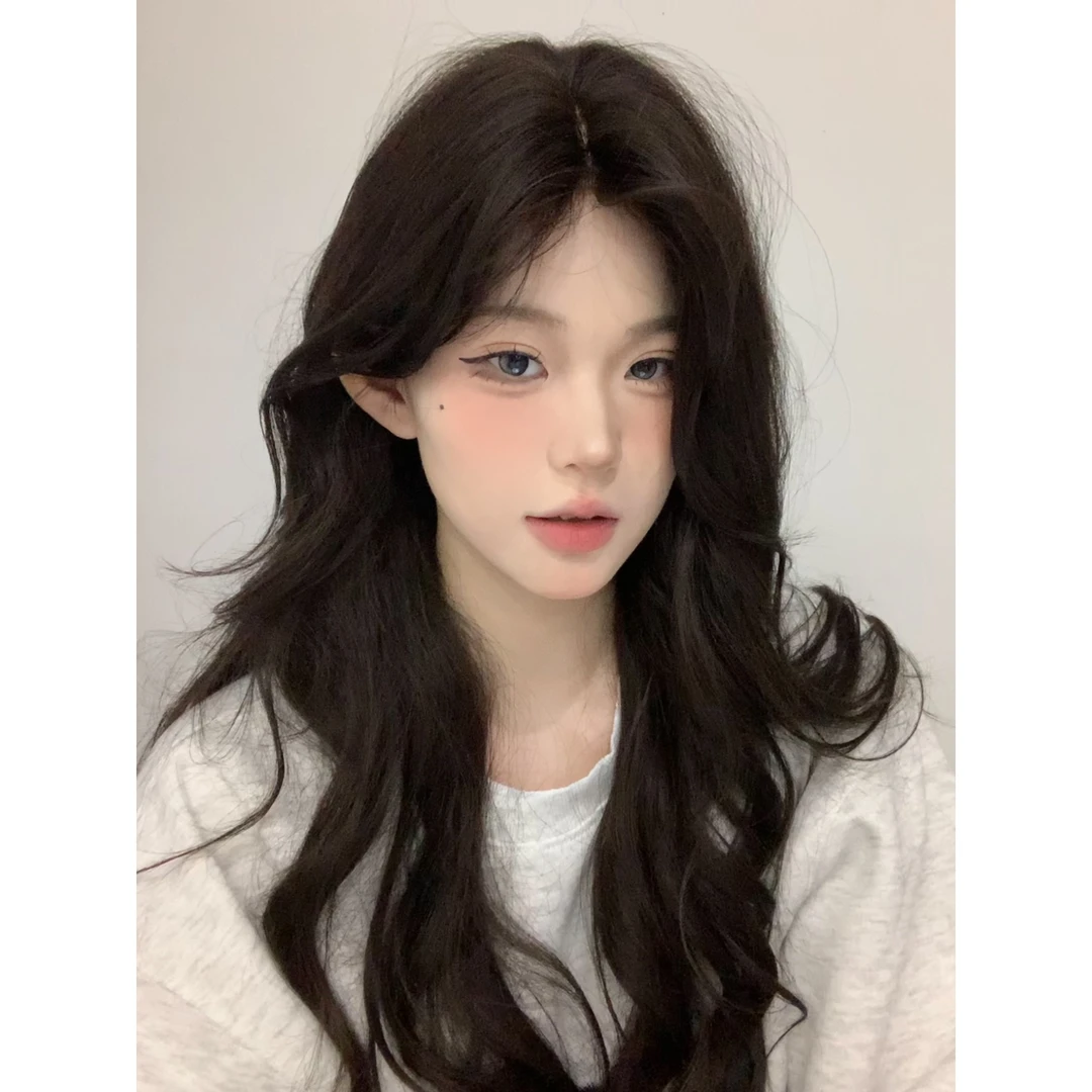 梦露丝【富家千金】黑茶色长卷发时尚整顶小额蕾丝氛围感假发