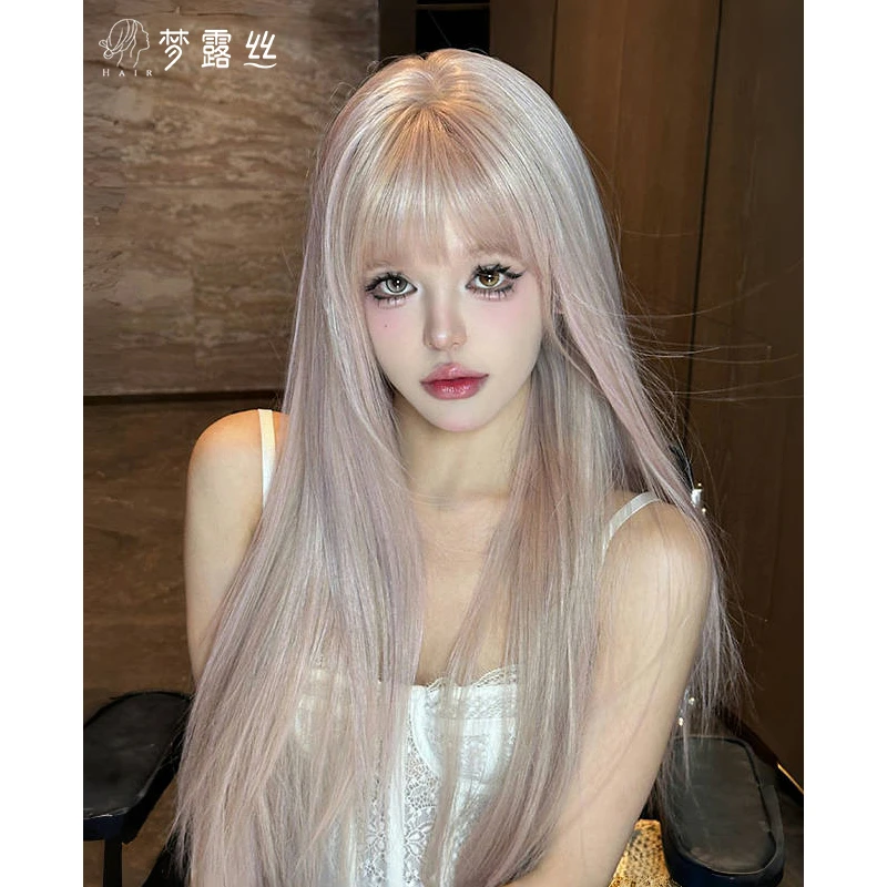 小圆-【迷失莫奈齐刘海】假发女梦幻粉自然气质减龄假发