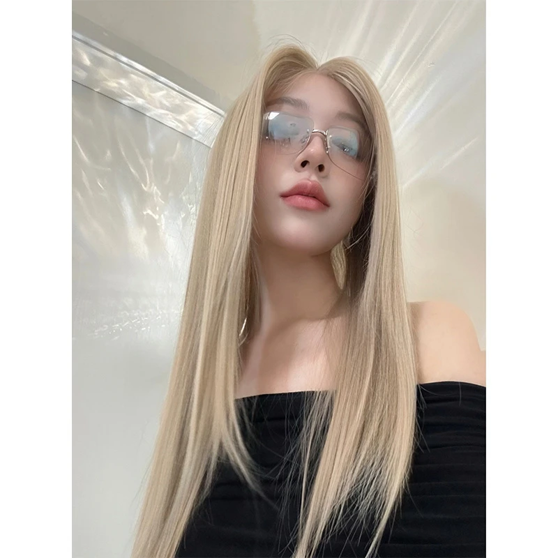 倩倩-【美式千金】假发女长直发小额蕾丝时尚气质蓬松仿真头皮假发