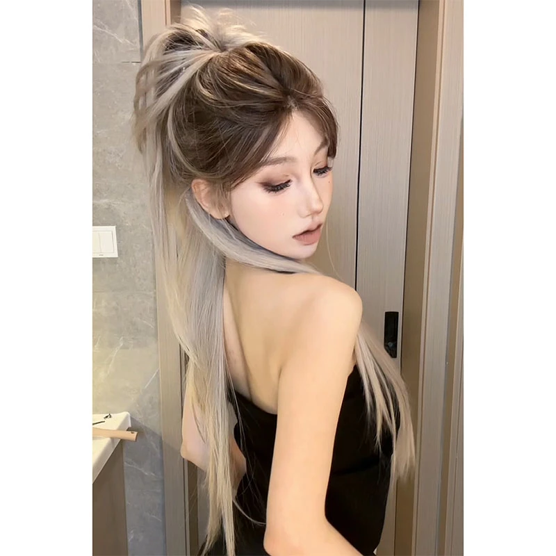 梦露丝【猎户座】假发女小额蕾丝染色渐变长直发气质仿真头皮假发