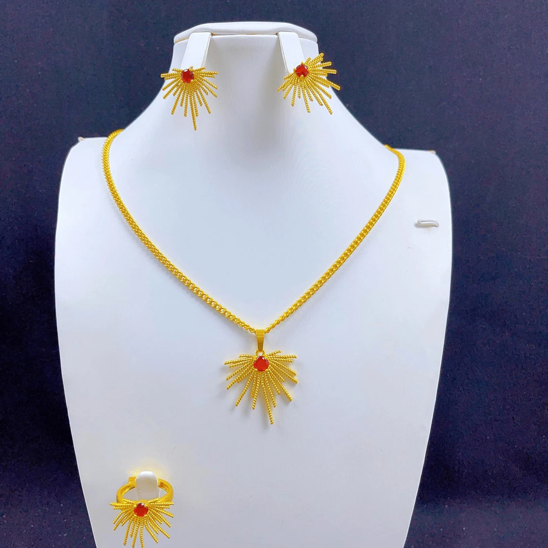 铜合金项链 40时尚新款休闲三件套金饰简约百搭精美坠链inpal