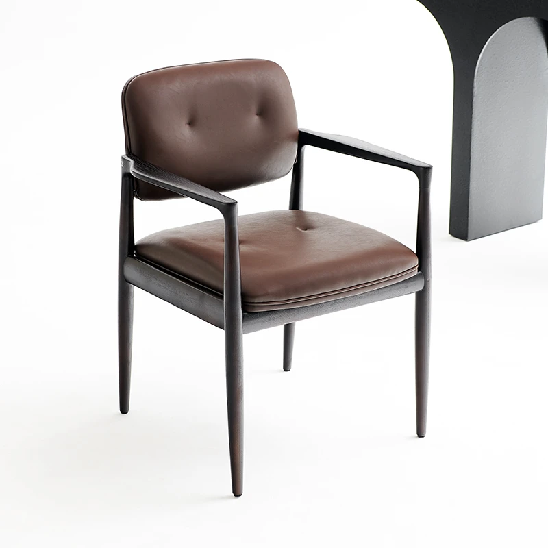 高端意式家具餐椅白蜡木带扶手大牌同款yoko实木书椅高级感茶台椅