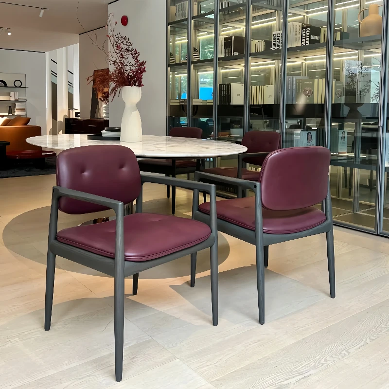 YOKO高端意式极简白蜡木家用餐厅餐椅书房书桌椅茶台椅休闲化妆椅