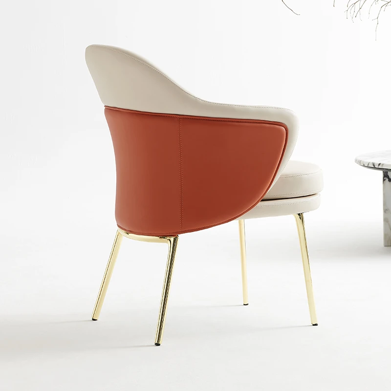 高级轻奢金色安吉椅Angie皮舒适扶手餐椅单人书桌椅化妆椅茶台椅