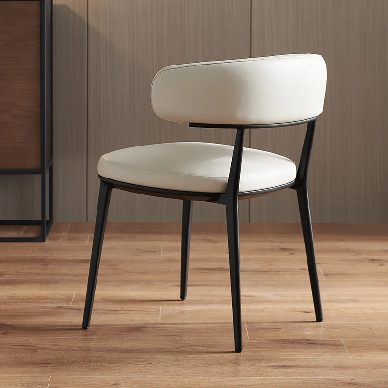 高端意式极简B&B Caratos设计师全铝合金定制真皮超纤皮金属餐椅