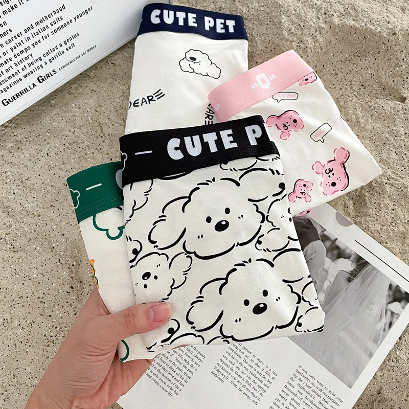 男生纯棉抗菌内裤男款平角透气可爱四角裤头卡通印花男式短裤衩男