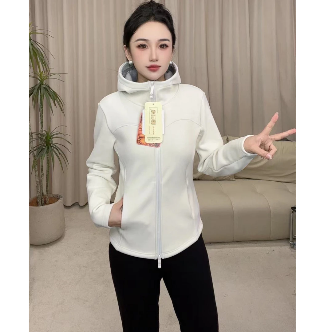 秋冬新款羊绒蚕丝蛋白加绒加厚小蛮腰立体剪裁石墨烯保暖外套