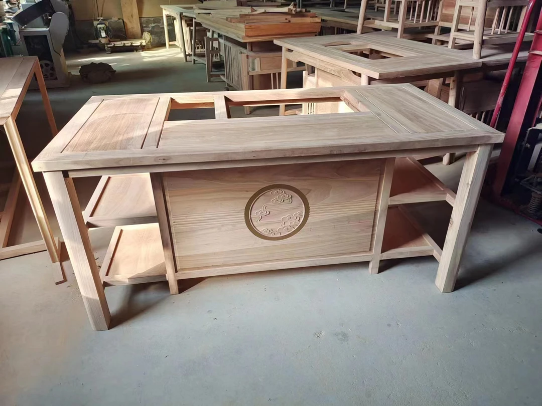 新中式茶桌北方老榆木材质家用茶室办公室