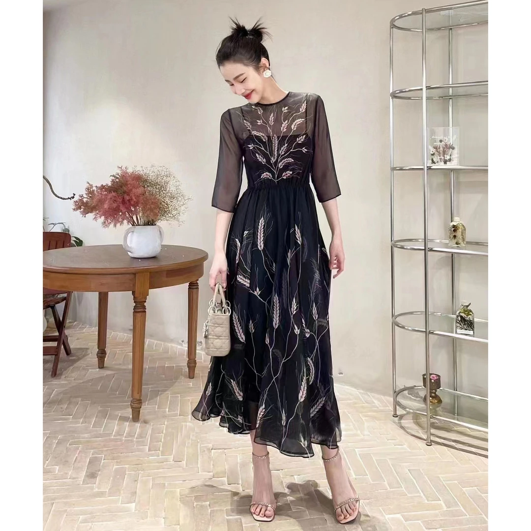特！版衣 M1750如幻大千 惊鸿一瞥！印花连衣裙 裙长132 款号HH108