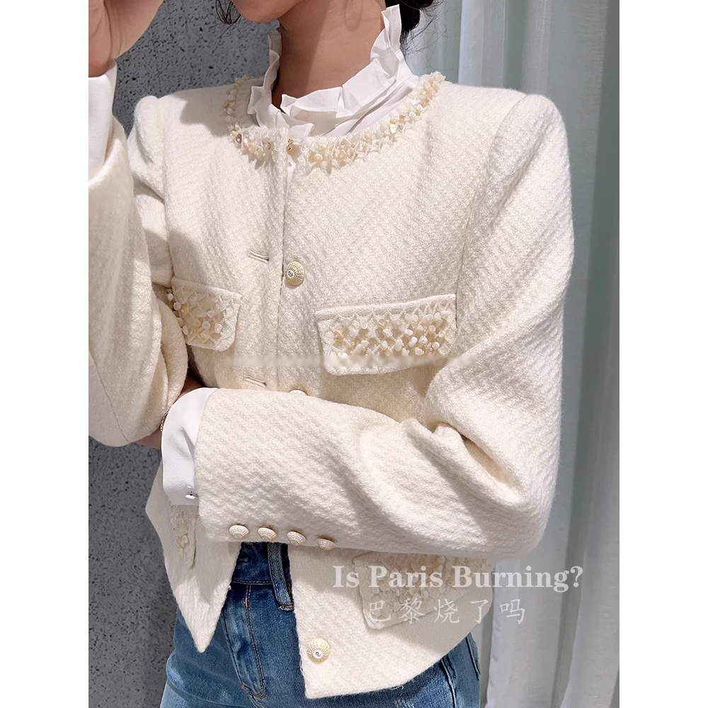 M1995小香风高级感重工钉珠小香风百搭短款外套衣长54 款号S52405