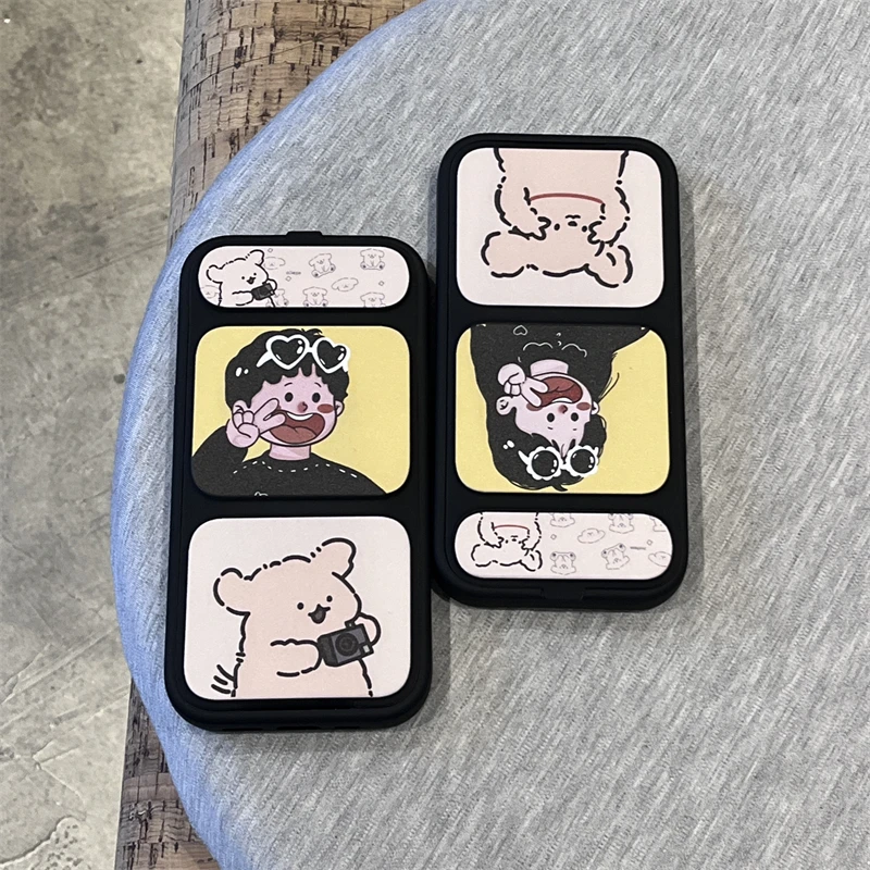 【苹果/华为】翻盖支架手机壳适用iphone16pro/15/14/13/12墨镜情侣