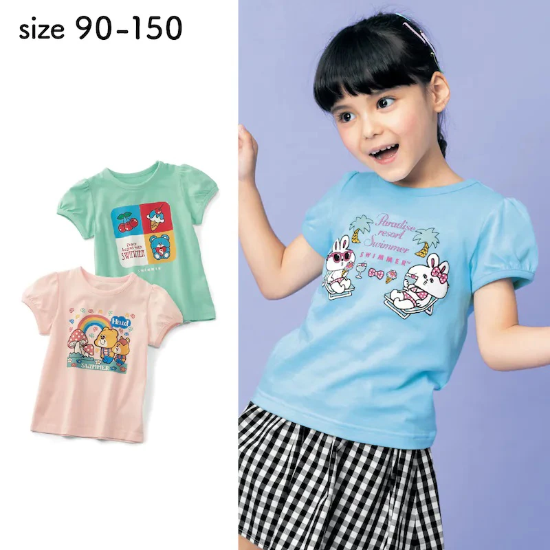 千趣家外贸出口原单女童宝春夏可爱时尚 纯棉洋气泡泡袖短袖T恤