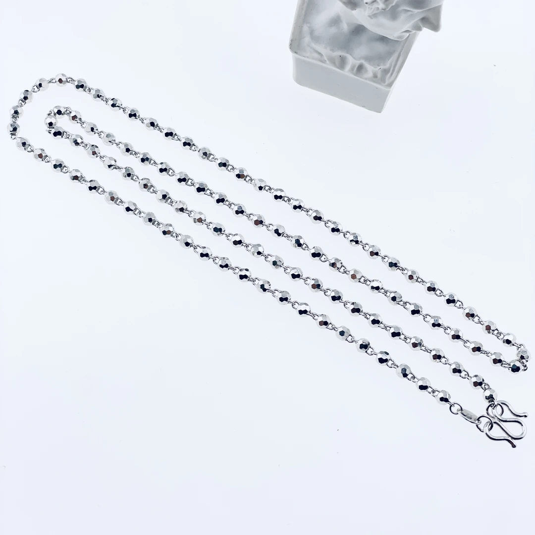 铂金Pt950项链多面镭射珠项链 (珠子卡2.8mm)