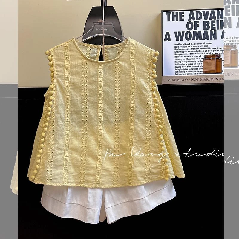 女童韩版纯棉无袖背心夏季新款气质儿童女宝宝薄款娃娃衫上衣