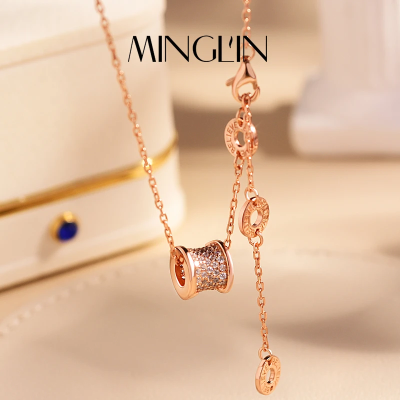 坠链均925银陶瓷 402499经典小蛮腰项链黑陶瓷纯银项链女 锁骨链