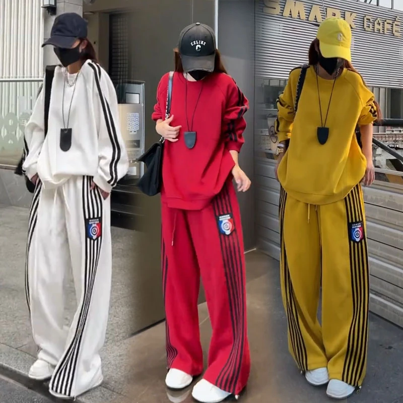 2024秋冬宽松卫衣裤套装时尚显瘦长袖上衣阔腿裤子高级感两件套装