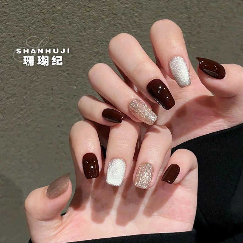 【古巴往事】珊瑚纪美甲穿戴甲显白气质简约温柔秋冬猫眼ins细闪