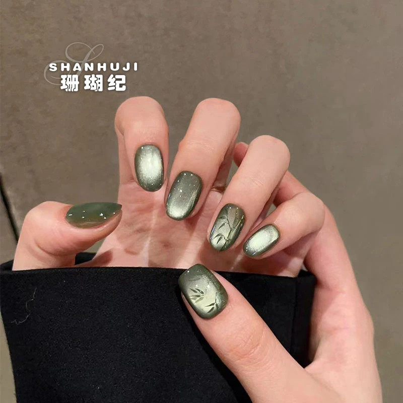 【竹】珊瑚纪显白秋冬美甲气质简约冰透温柔手绘猫眼纯手工穿戴甲