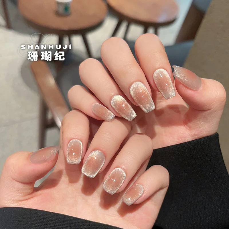 【遇见】珊瑚纪显白美甲气质简约温柔腮红猫眼ins穿戴甲