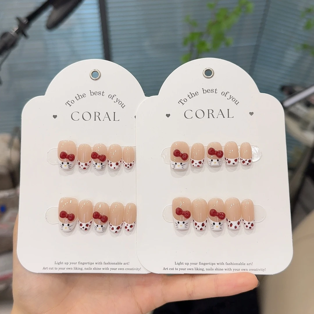 【Kitty猫】珊瑚纪显白美甲气质可爱冰透温柔纯手工穿戴甲