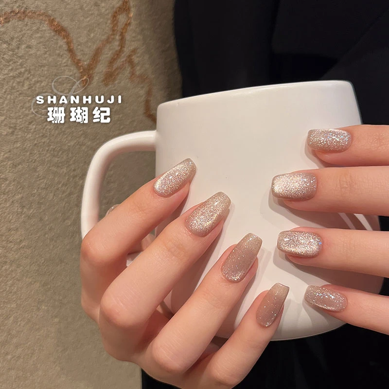 【朝露星辰】 珊瑚纪流行气质夏日美甲温柔冰透显白细闪猫眼穿戴甲