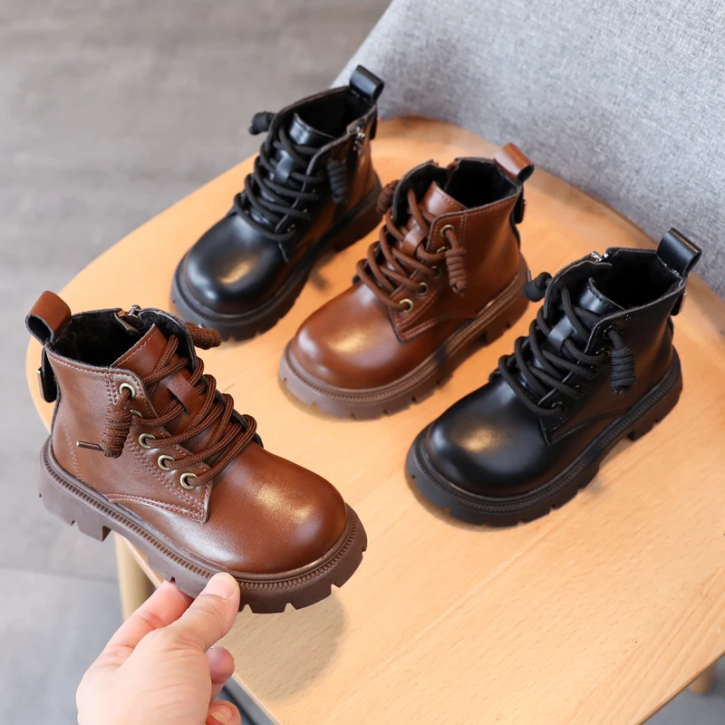 儿童百搭马丁靴2025秋冬新款男女童英伦风时尚短靴中大童低筒棉靴