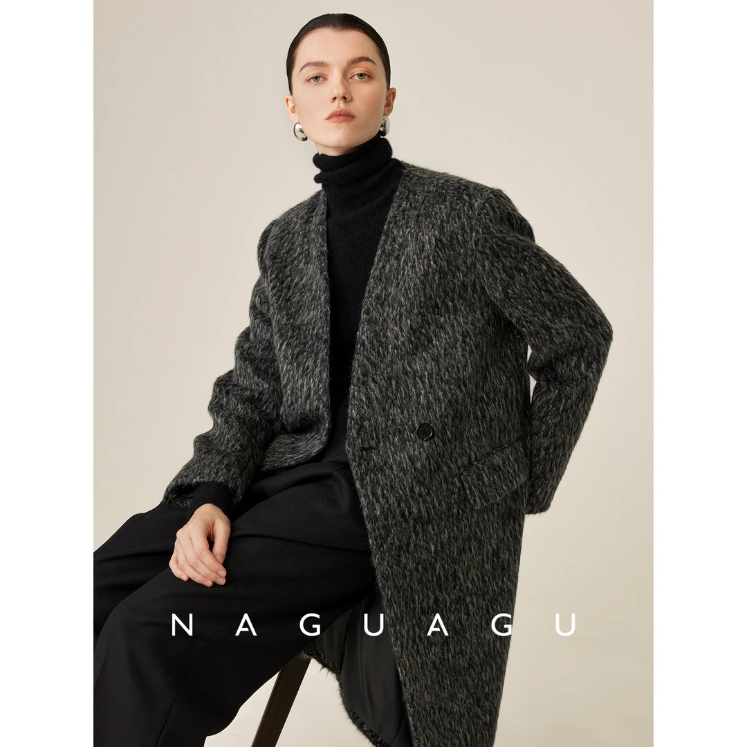 南瓜谷【唐顿庄园大衣】苏丽羊驼毛/马海贝贝+绵羊毛毛呢外套