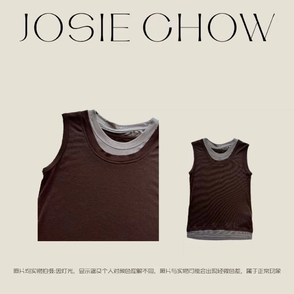 JOSIE CHOW【叠穿】丝毛混纺轻薄假两件吊带背心。JC401218