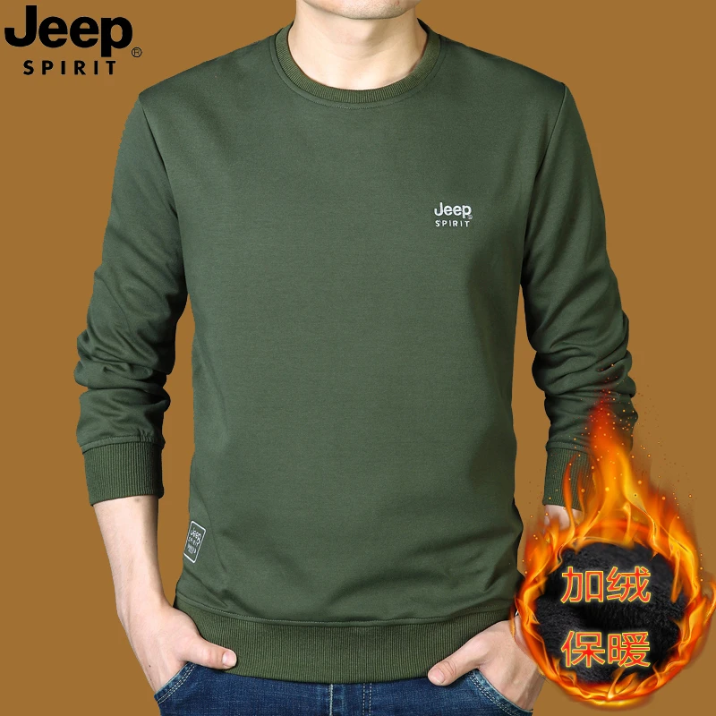 JEEP SPIRIT1941春秋季长袖T恤男休闲套头透气圆领大码卫衣保暖