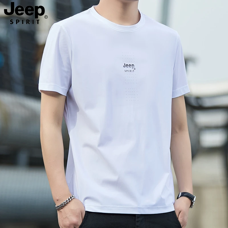 JEEP SPIRIT短袖男夏季男士上衣透气速干健身男装运动T恤圆领