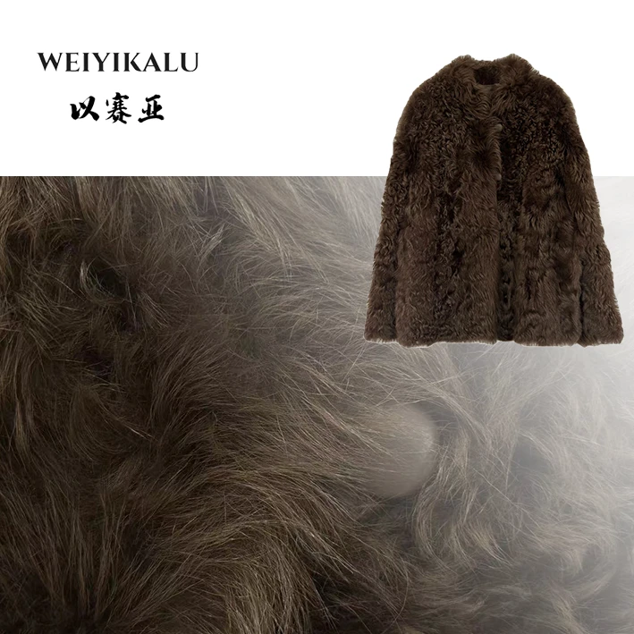 以赛亚 琉璃时光 宽松廓形半高领短款托斯卡纳皮毛一体外套 40210