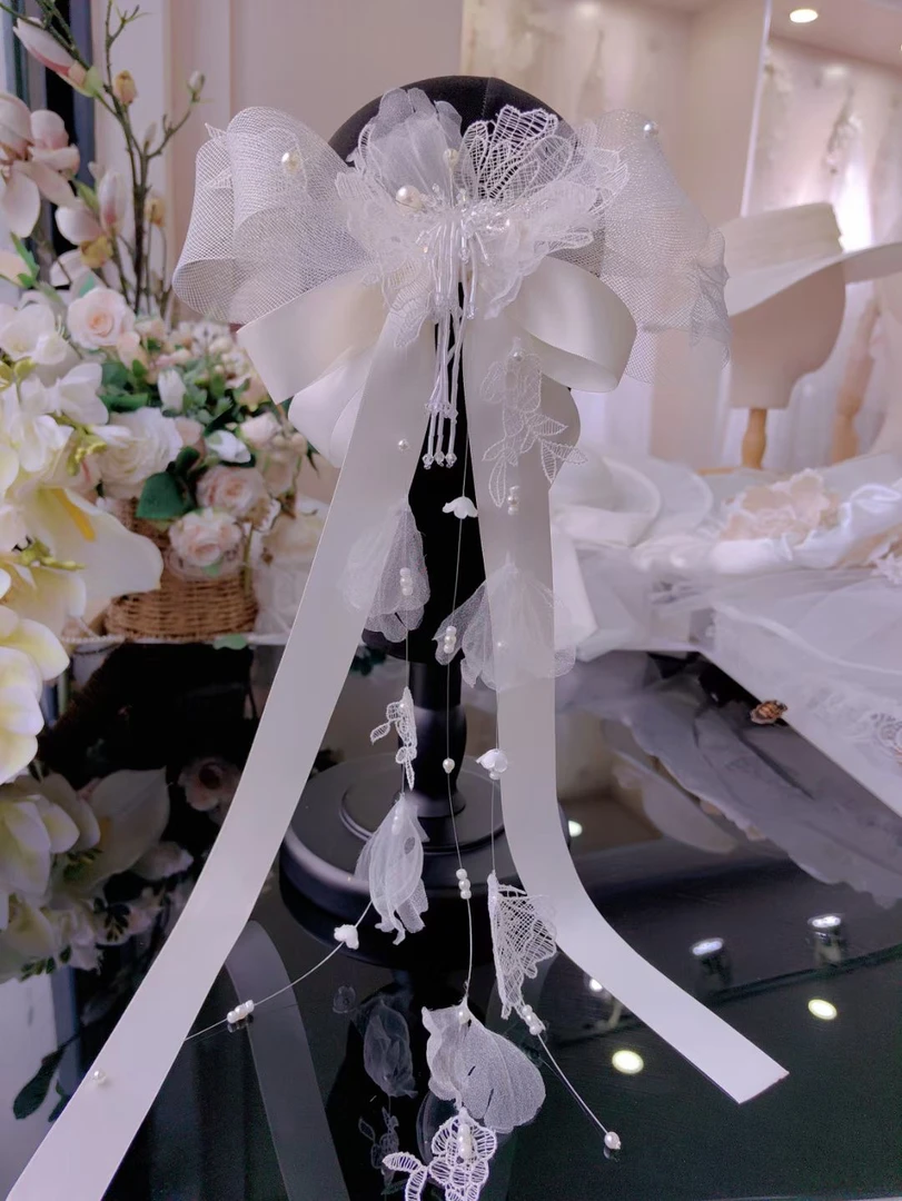 定制系•韩式双层蝴蝶结饰品 新娘饰品