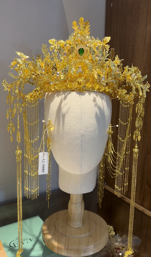 定制系•金色重工大冠 新娘饰品