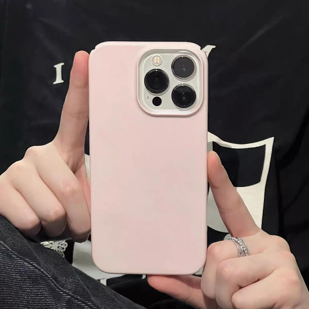 纯色简约菲林壳适用iphone14promax苹果13手机壳12/11情侣款xs/xr