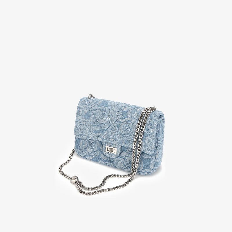 CaitinKaie轻奢----菱格牛仔包1175山茶花小方包爱心链条包单肩包