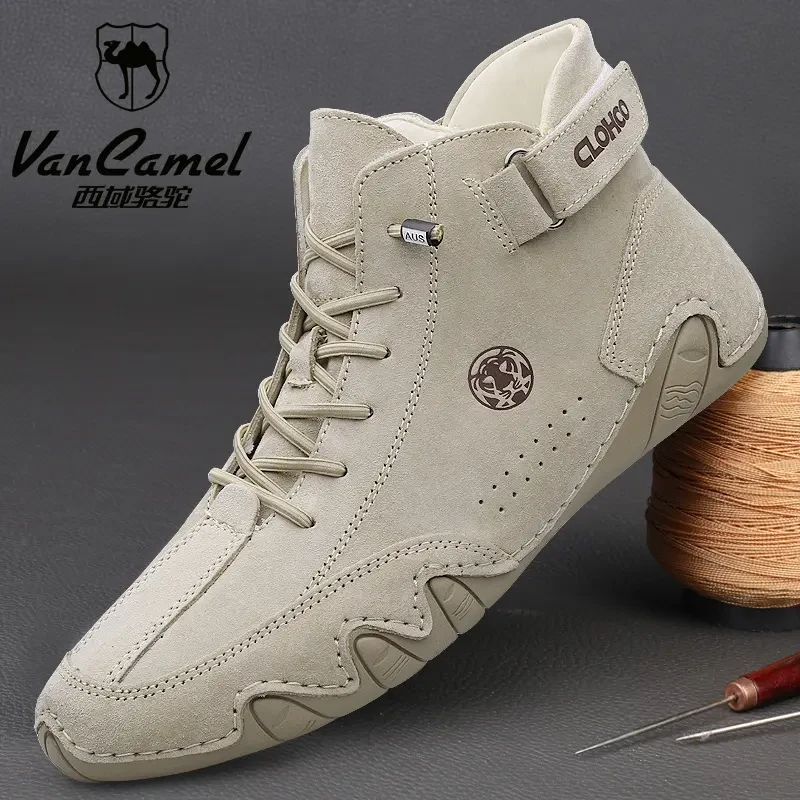 西域骆驼马丁靴男高帮休闲男鞋户外春季软底爆款透气鞋子时尚男士