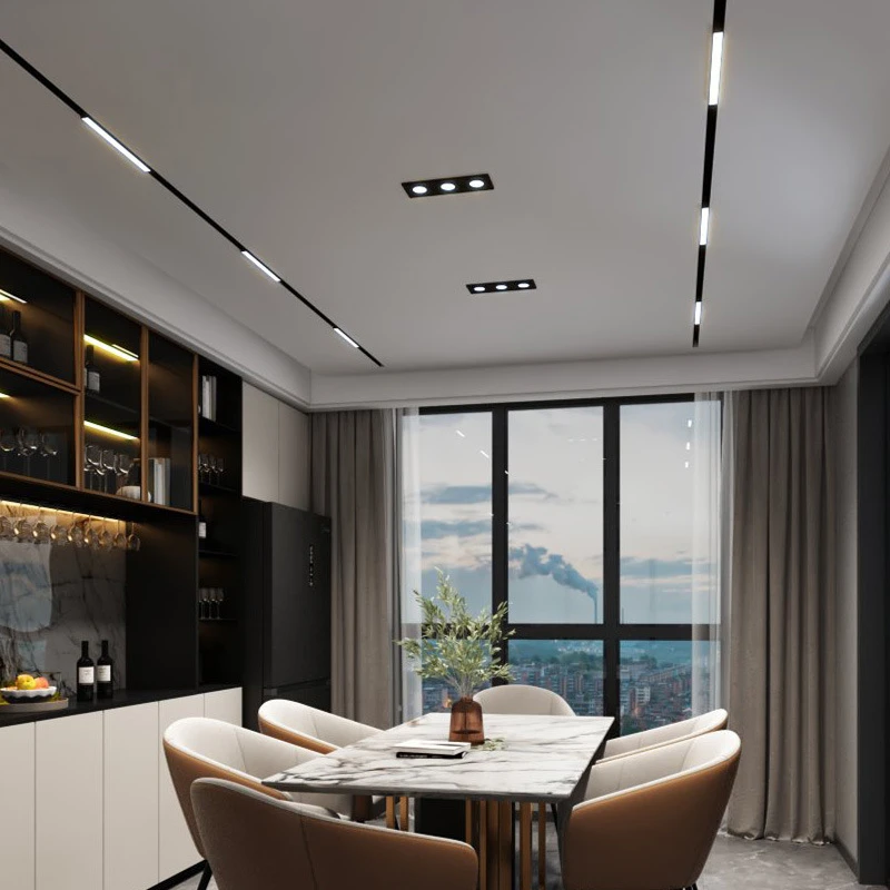 灯带线型轨道灯嵌入式无主灯客厅暗装明装智能磁吸灯简约家用黑色