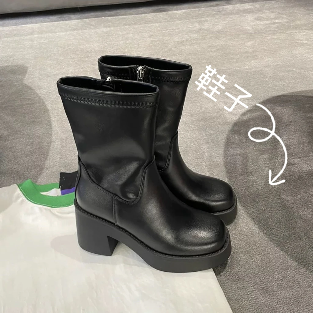 利达 NEW DADADA 【利达同款】时尚短款时装女单靴TE1226