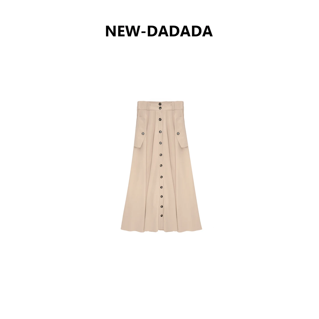 利达 NEW DADADA 气质休闲设计感显瘦卡其半身裙TD1157