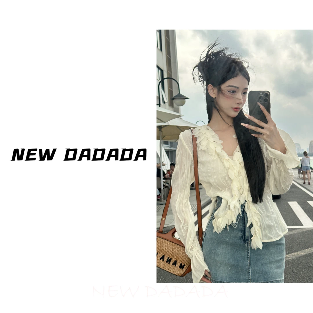 利达 NEW DADADA【白栀甜茶】夏季小众气质设计感潮边衬衫TS117