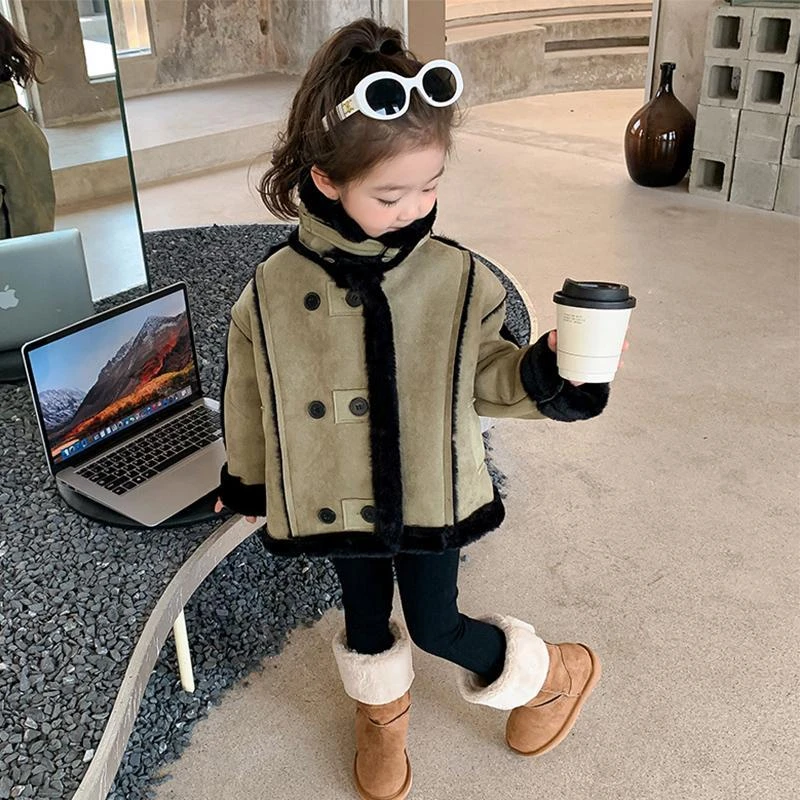 巴拉拉吧女童2023新款秋冬装皮毛一体外套儿童装洋气冬季加绒加厚