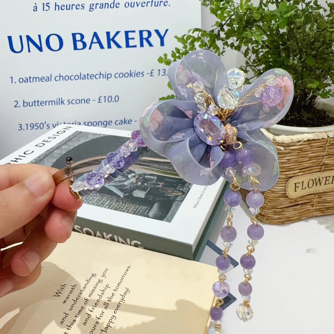 【my queen】我的女王精致百搭时尚流苏扭扭夹(华子)仙女s145紫色