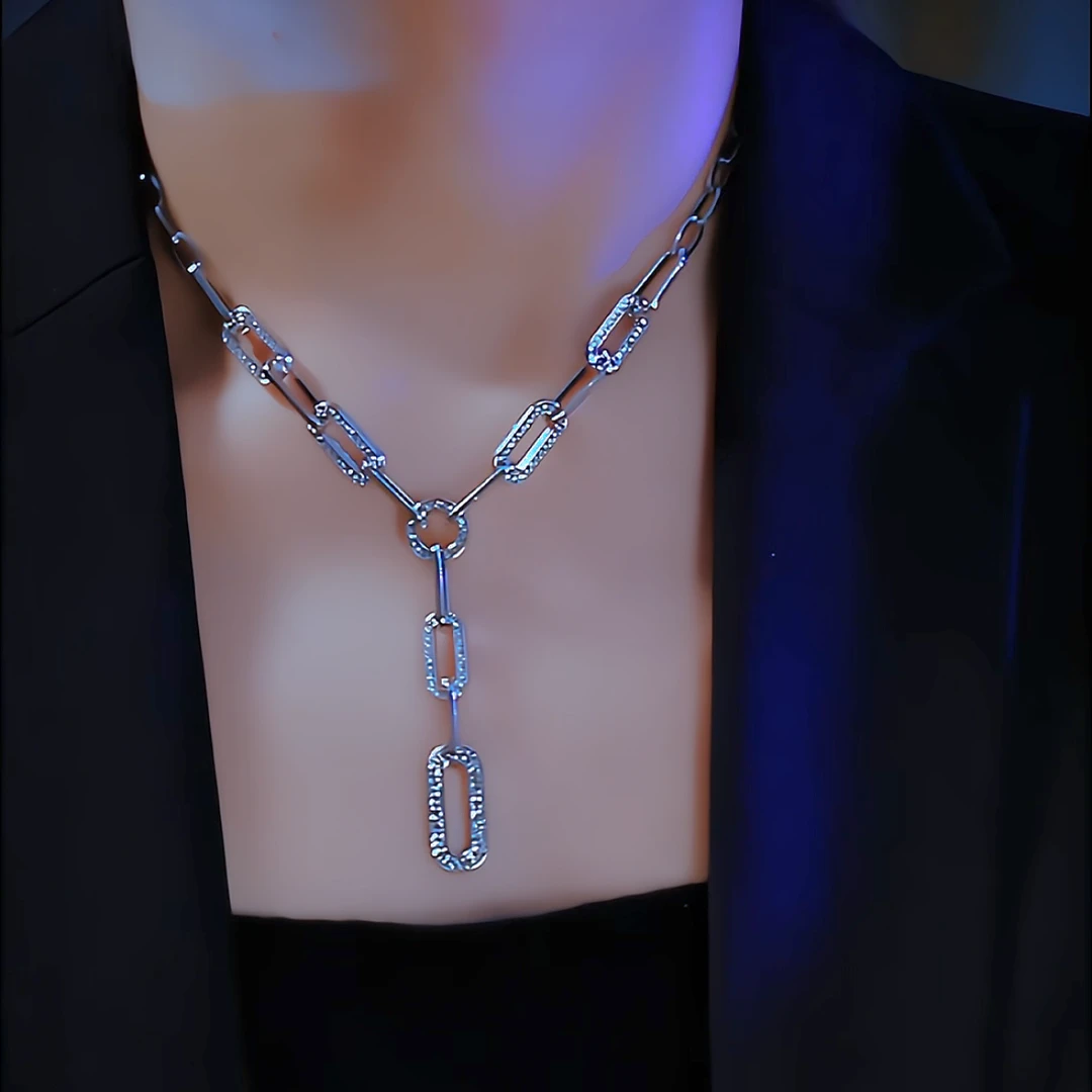 钛钢合成锆石项链 秋冬新品毛衣链【Y型O】百搭锁骨链女项链轻奢ins