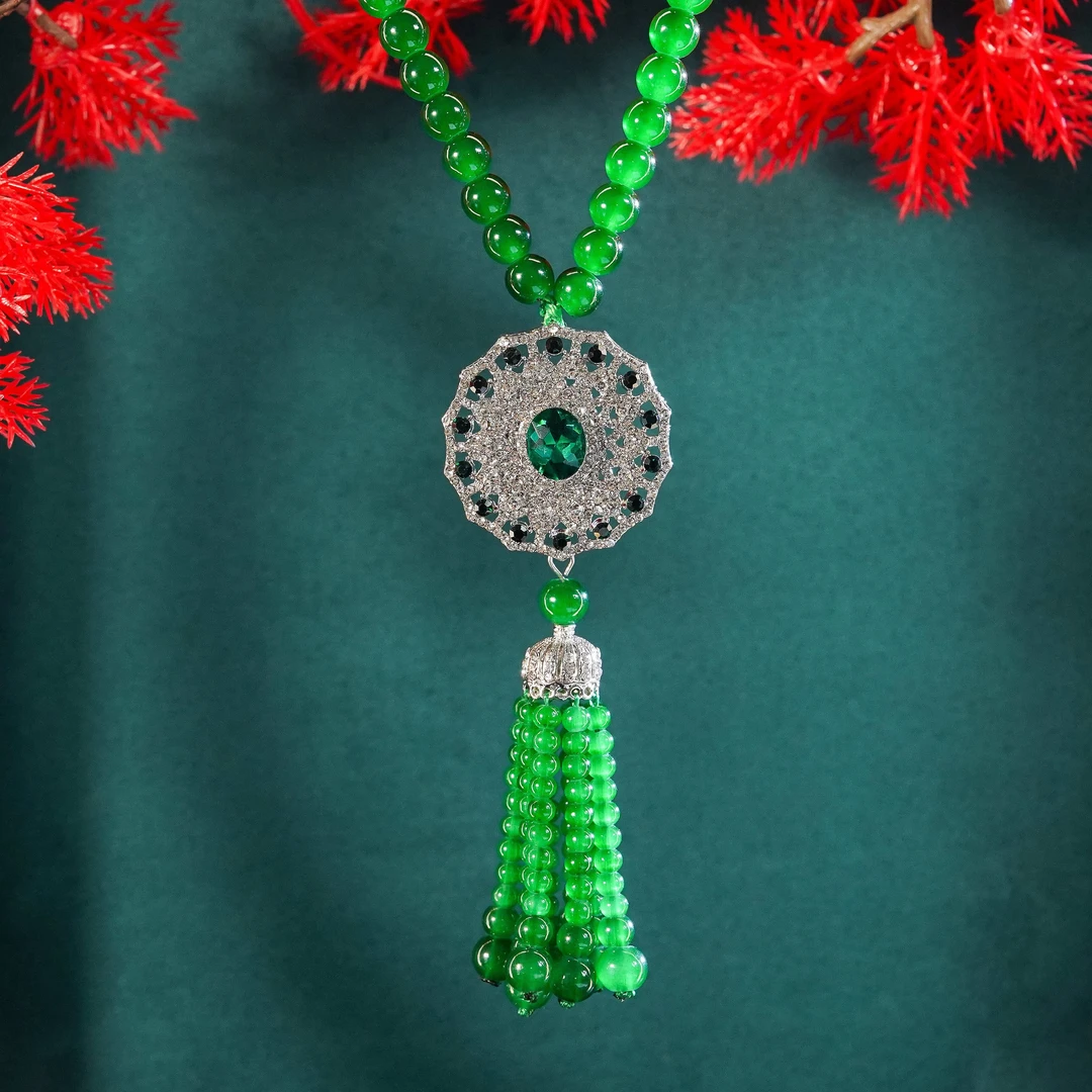 非金属项链 M0553五金女孩新款时尚毛衣链【流苏绿如意】小众气质