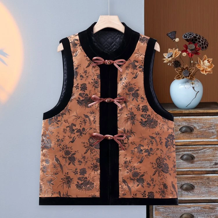 中国风妈妈装冬季新款加棉加厚马甲高档高品质中式女装高贵优雅女