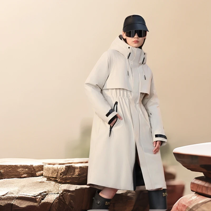 【90绒】奢华户外黑金羽绒服长款风衣五分羽绒服女2024新款外套