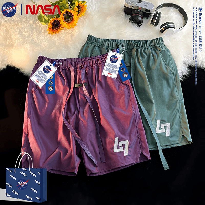 NASA专柜2023夏季新款潮牌短裤简单运动速干渐变色宽松潮流五分裤