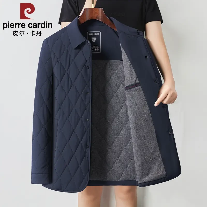 皮尔卡丹棉服保暖男款爆款2024新款正品桑蚕丝中老年棉袄爸爸棉衣