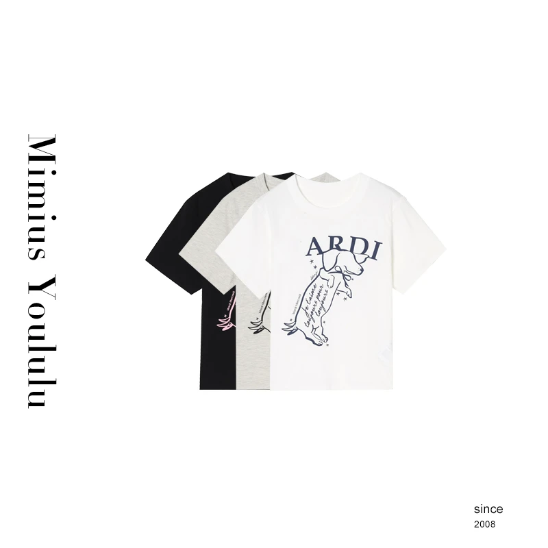 【mimius】&B游鹿鹿【宫崎骏的夏天】韩系字母小狗休闲T恤 F07199