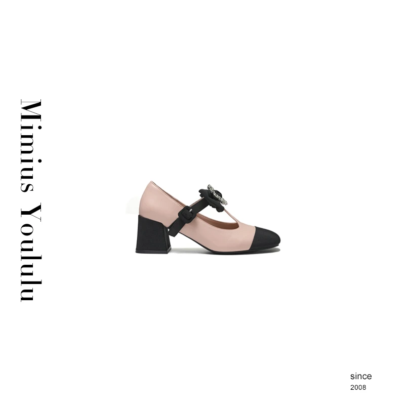 【mimius】&B游鹿鹿 富家千金爱心扣蝴蝶结羊皮跟鞋跟高6cm WF08371